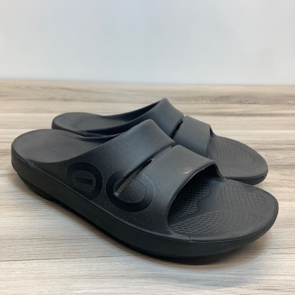 EUC‎ OOFOS OOahh Recovery Sandals Slide On Black Women's 13 Men's 11 EU 44